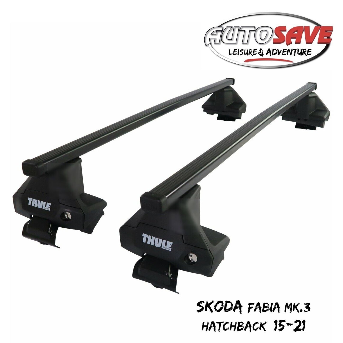 Thule Steel SquareBar Evo Roof Bars Set to fit Skoda Fabia Mk.3 Hatchback 15-21
