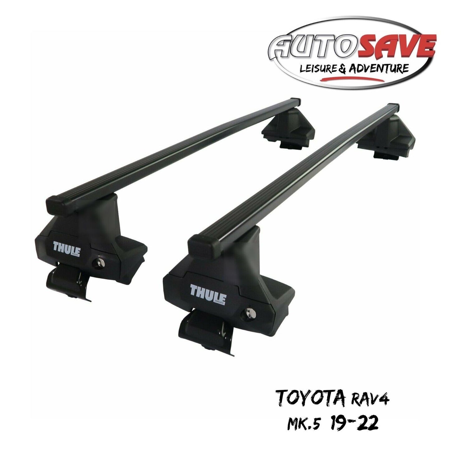 Thule Steel SquareBar Evo Roof Bars Set to fit Toyota RAV4 Mk.5 19-22 Lockable