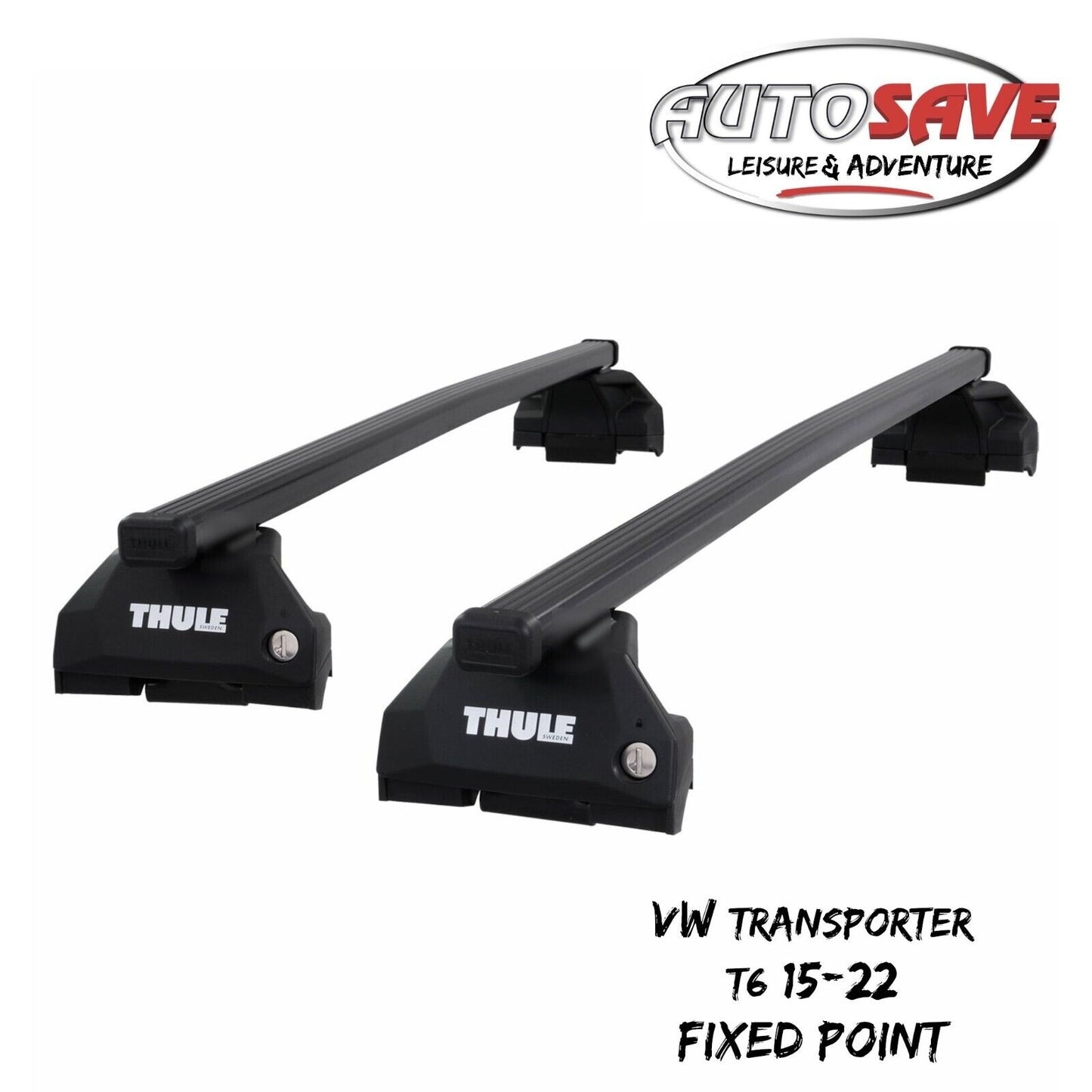 Thule Steel SquareBar Evo Roof Bars Set to fit VW Transporter T6 15-22 Fixpoints