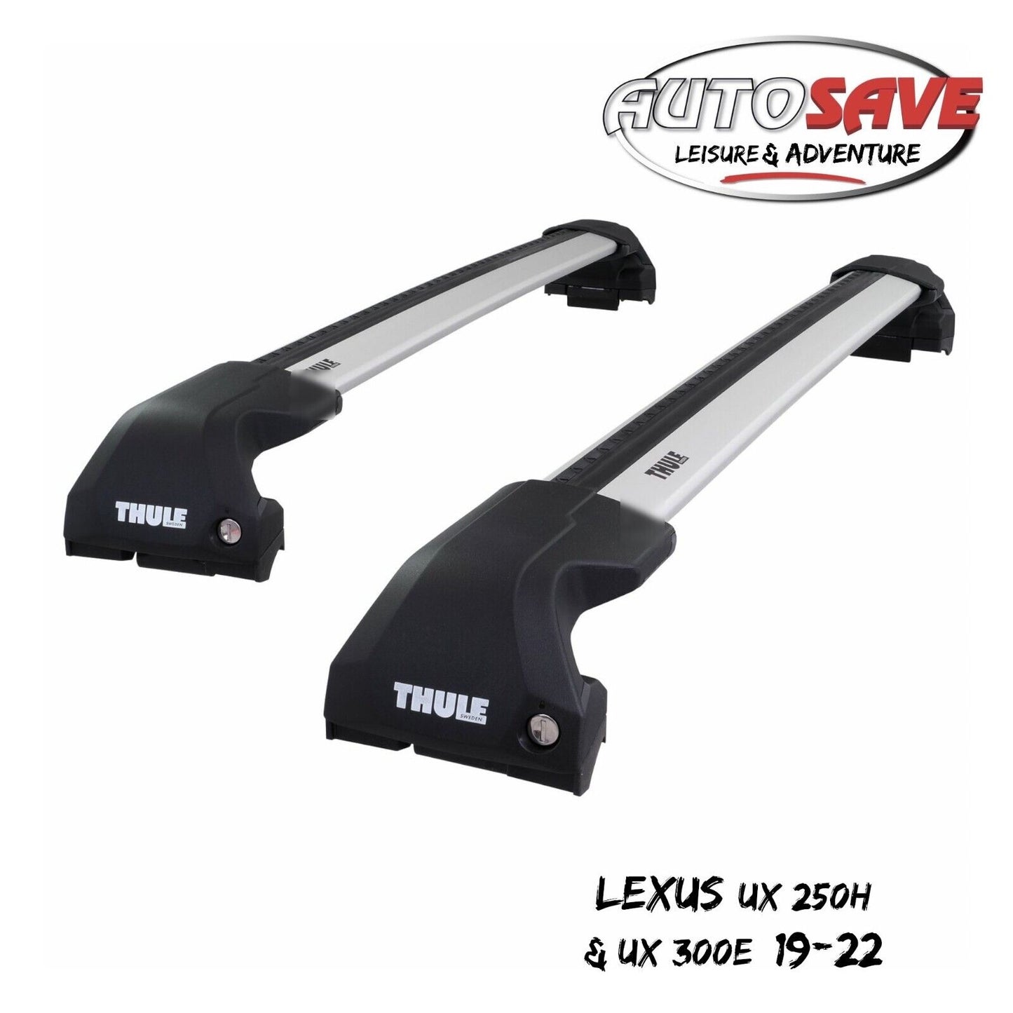 Thule WingBar Edge Silver Roof Bars Set for Lexus UX 250h & UX 300e 19-22 Rails