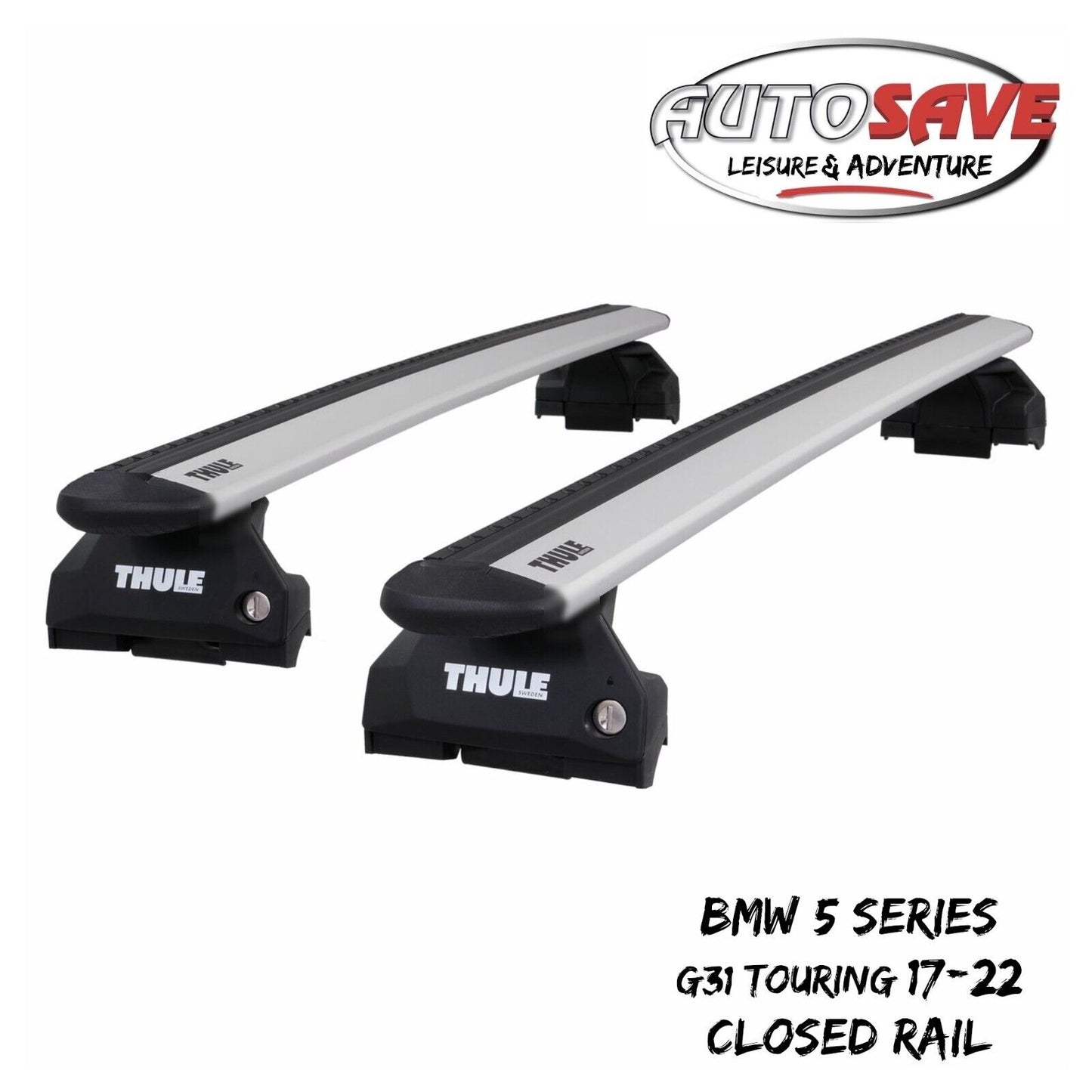 Thule WingBar Evo Silver Roof Bars Set fit BMW 5 Series G31 Touring 17-22 Rails