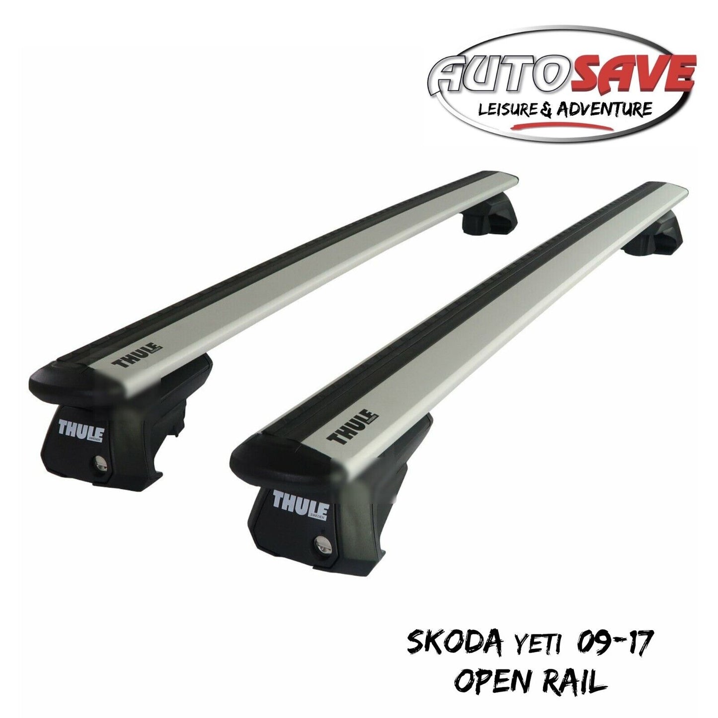 Thule Aluminium WingBar Evo Silver Roof Bars to fit Skoda Yeti 09-17 Open Rail