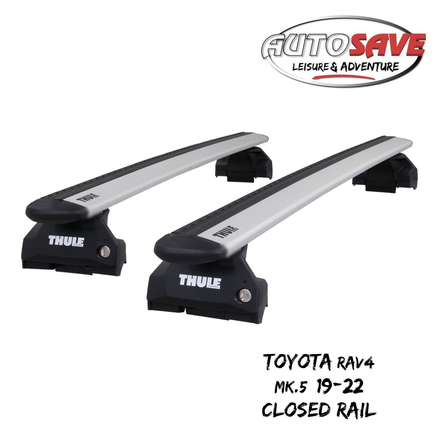 Thule WingBar Evo Silver Roof Bars Set to fit Toyota RAV4 Mk.5 19-22 Closed Rail
