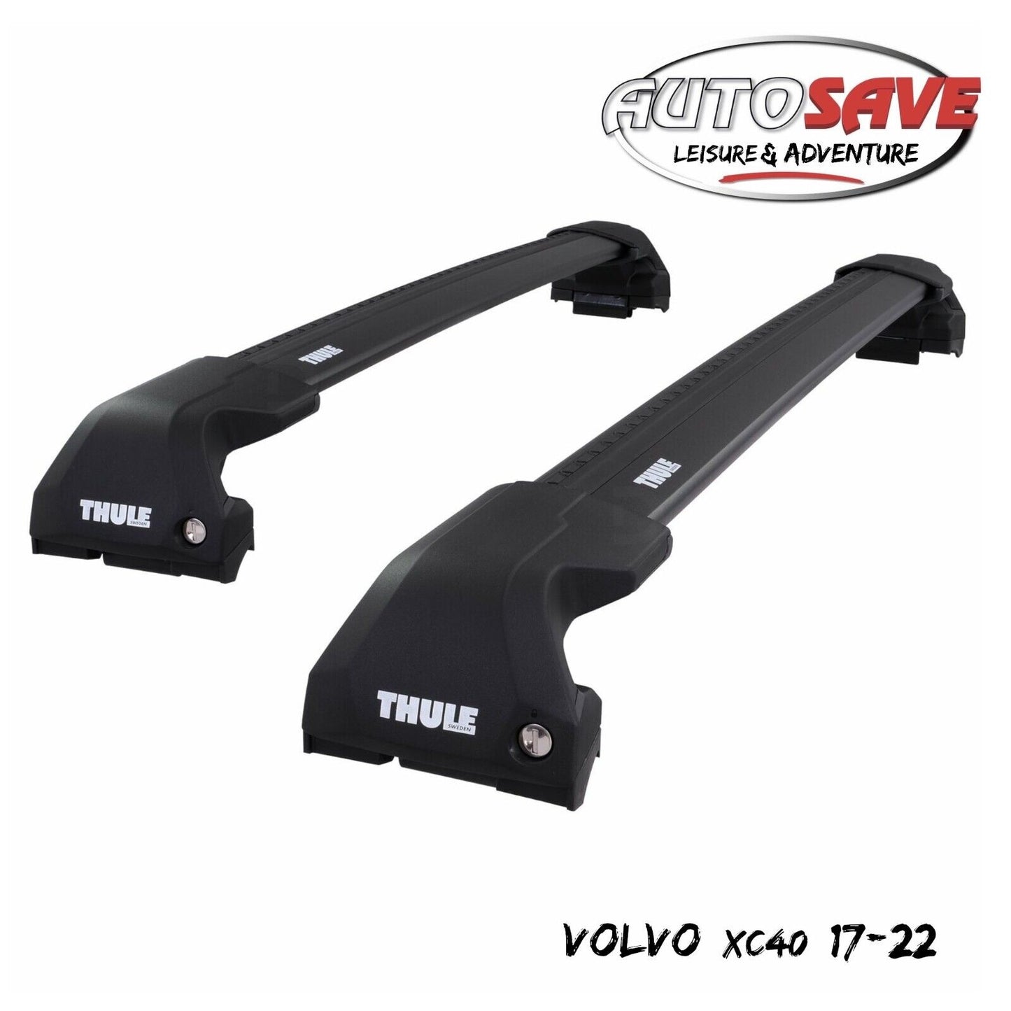 Thule WingBar Edge Black Aluminium Roof Bars Set to fit Volvo XC40 17-22 Rails