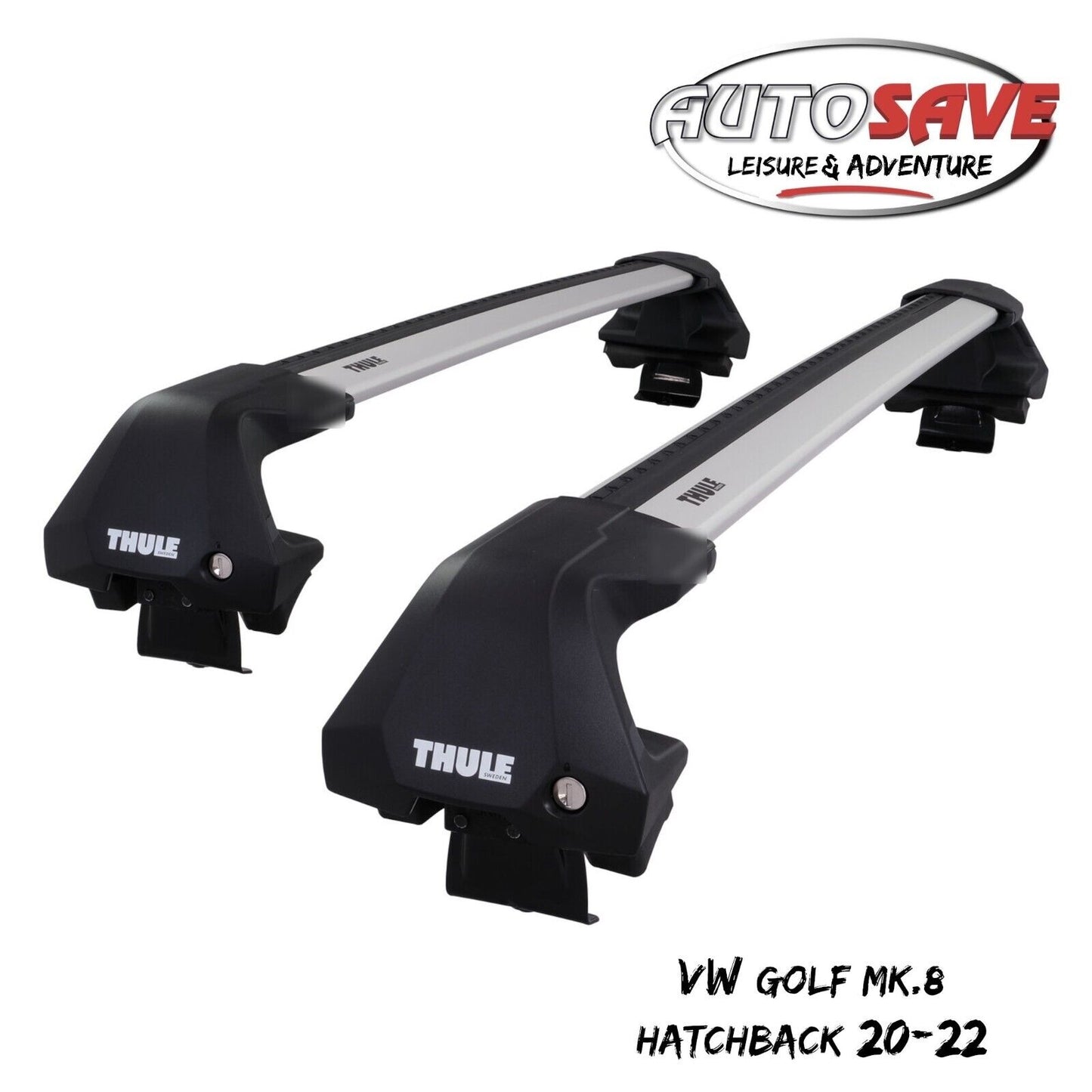 Thule WingBar Edge Silver Aluminium Roof Bars for VW Golf Hatchback Mk.8 20-22