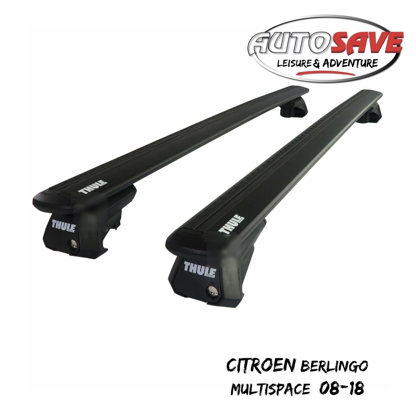 Thule WingBar Evo Black Roof Bars to fit Citroen Berlingo Multispace 08-18 Rails