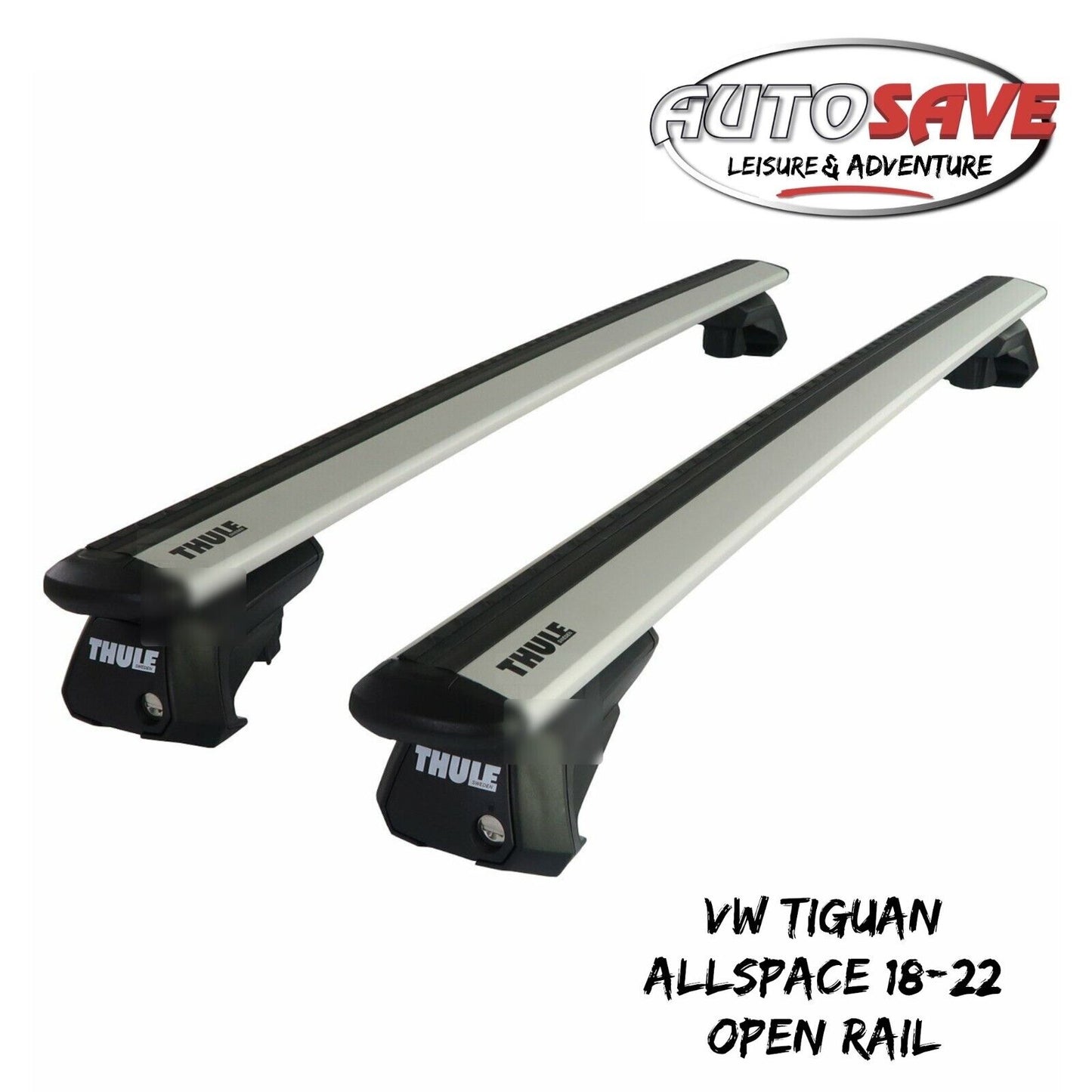Thule Alu WingBar Evo Silver Roof Bars to fit VW Tiguan Allspace 18-22 Open Rail